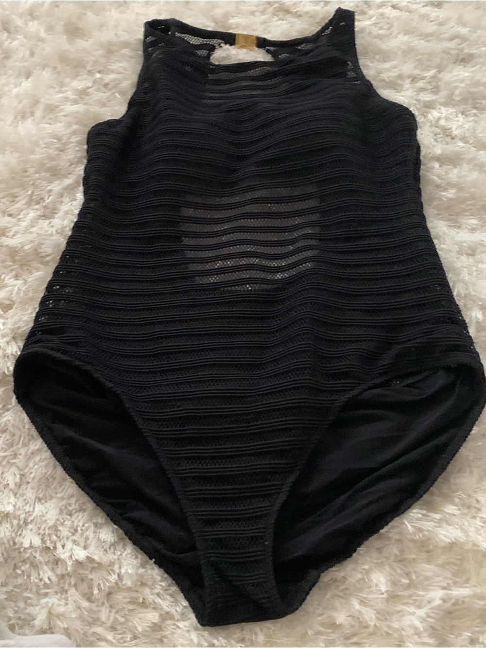 Ralph Lauren Black Textured One-Piece Bodysuit